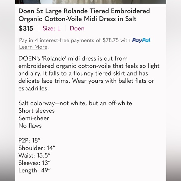 Doen Sz Large Rolande Tiered Embroidered Organic Cotton-Voile Midi Dress in Salt - Picture 16 of 16